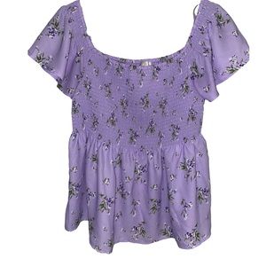 Charming Charlie’s lilac smocked summer top! Nwot, size Med (stretches up to xl)